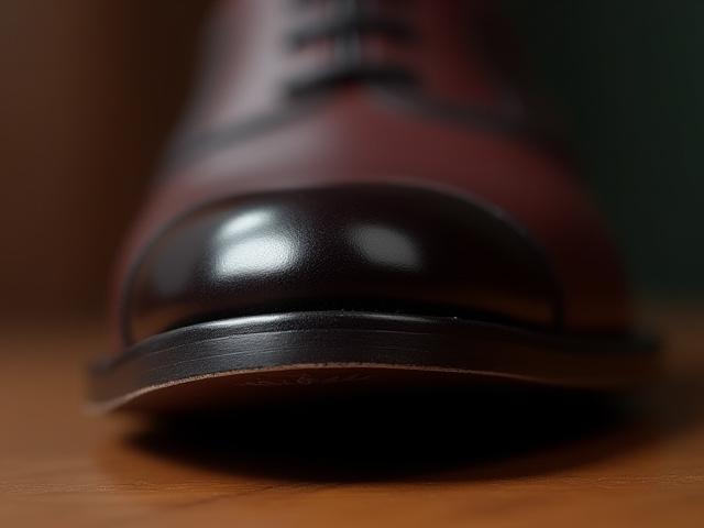 Side view of a shoe sole with beveled and hand-painted waist