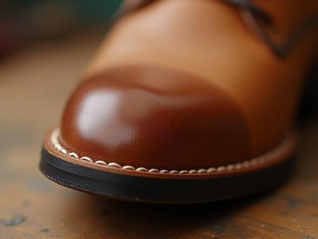 Close-up of closed-channel stitching on a leather sole