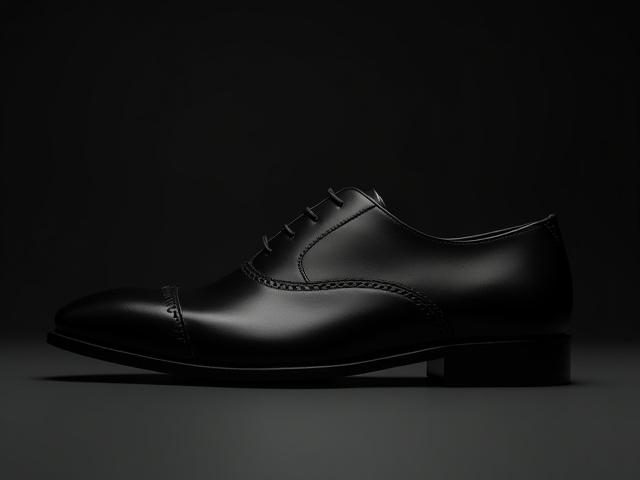 Formal black quarter-brogue shoe